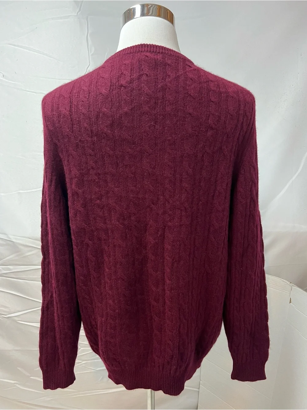 Polo Ralph Lauren Men's L 100% Cashmere Cable Knit Burgundy Pullover Sweater